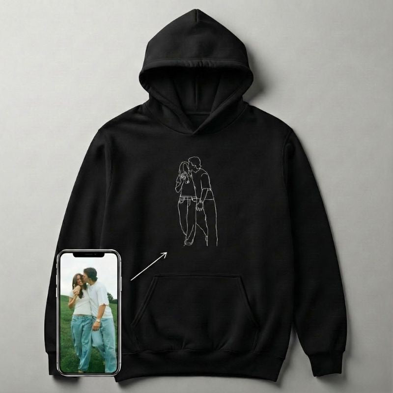 Pärchen-Hoodie: Euer Moment fein bestickt